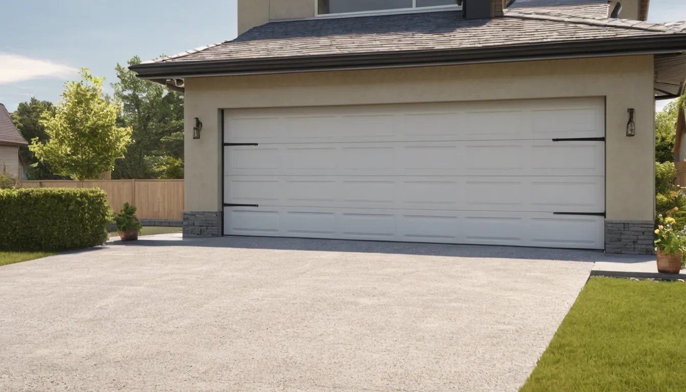 Provider measuring a garage door opening on a Clermont home while a homeowner looks on