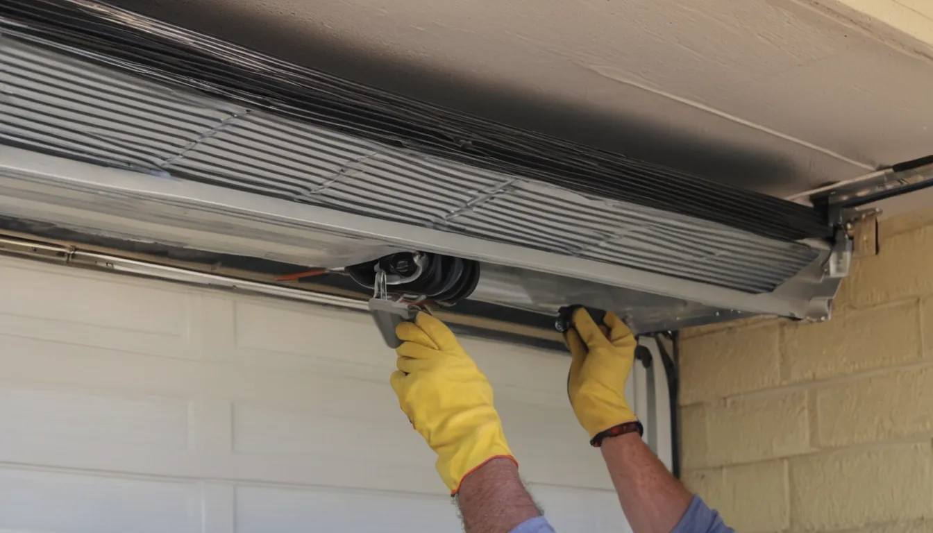 A local provider replacing a torsion spring above a garage door in a Clermont home