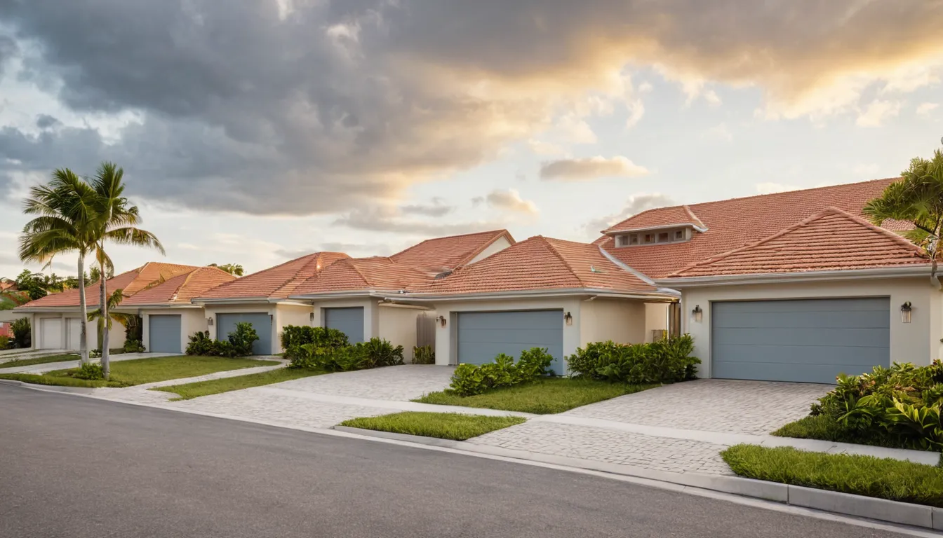 A neighborhood in the Clermont area with homes and garage doors